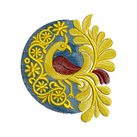 Traditional Peacock Corner Embroidery Motif
