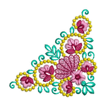 Fancy Flower Corner Embroidery