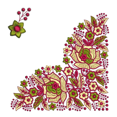 Floral Corner Embroidery Pattern For Napkins