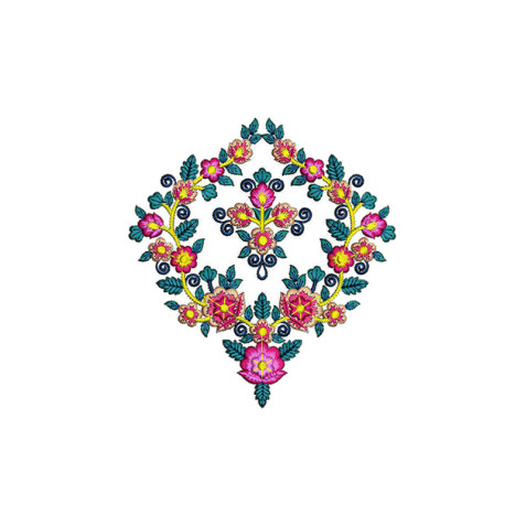 Floral Folk Embroidery Design