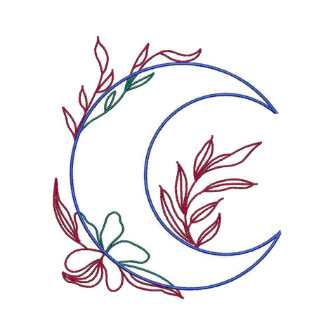 Floral Moon Embroidery Design