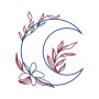 Floral Moon Embroidery Design