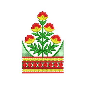 Floral Panel with Decorative Border Embroidery Design