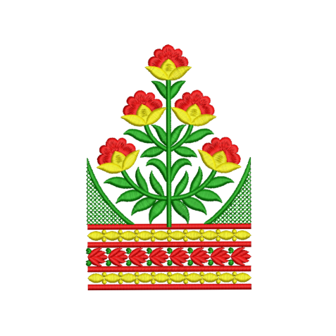 Floral Panel with Decorative Border Embroidery Design
