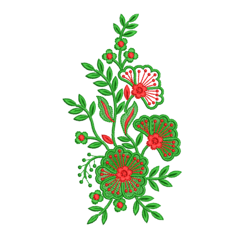 Floral Vine Corner Embroidery Design