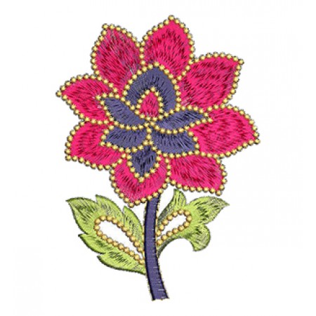 Flower with Leaves Embroidery Pattern