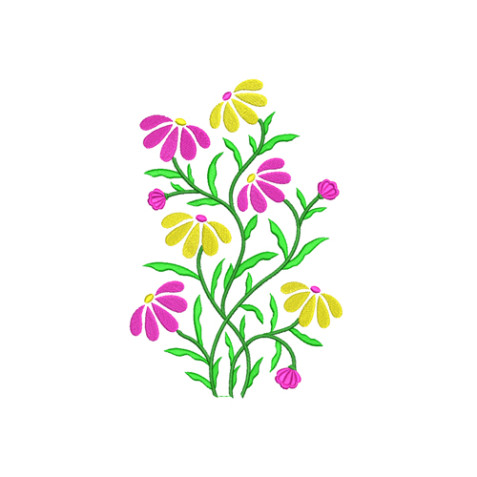 Graphic Daisy Vine Embroidery Design