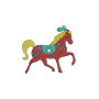 Playing Dala Horse Embroidery Design With Outlines