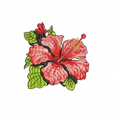  Botanical Hibiscus & Butterfly Applique Embroidery - 7 Colors, 124x119mm