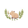 Kawaii Capybara Leaves Embroidery Design