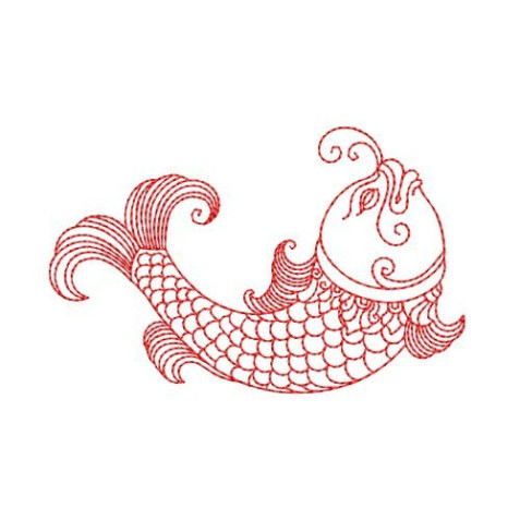 Elegant Koi Fish Outline Machine Embroidery Design