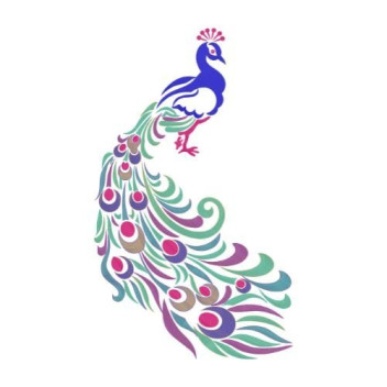 Colorful Stylized Peacock Embroidery Design