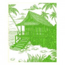 Large Jungle Bungalow Illustration Embroidery Design Large Jungle Bungalow Illustration Embroidery Design