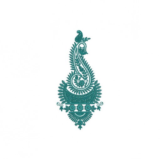 1-Color Teal Paisley Design