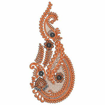 Long Paisley Applique Embroidery Design 24823