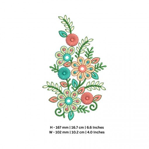 Floral Applique Machine Embroidery Design for Sarees Floral Applique Machine Embroidery Design for Sarees