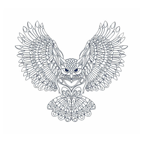 Mandala Owl Flying Embroidery Design
