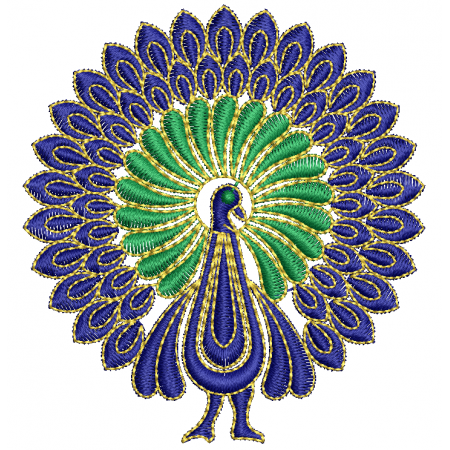 Metal Thread Peacock Embroidery Design 26288