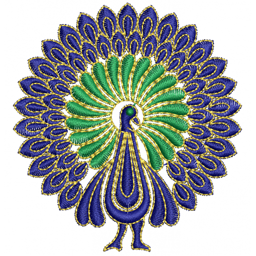 Metal Thread Peacock Embroidery Design 26288 Metal Thread Peacock Embroidery Design 26288