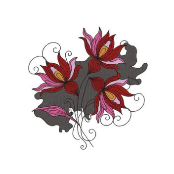 Modern Abstract Line-Art Floral Embroidery Design
