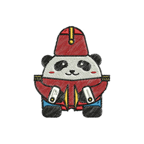 Musical Instrument Panda Embroidery