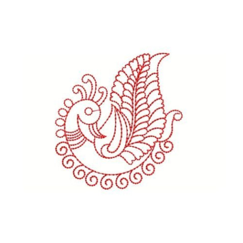 Mylar Paisley Peacock Plume Embroidery Design