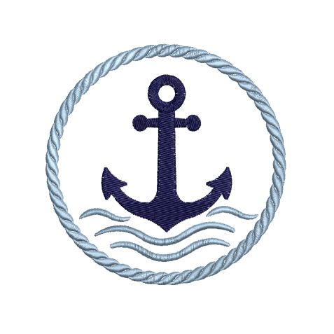 Nautical Anchor Rope Frame Embroidery Design