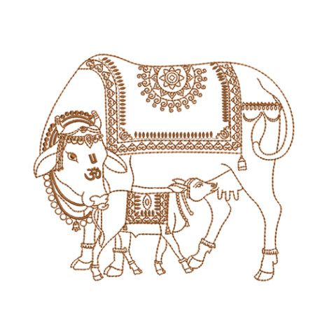 Ornate Gau Mata Spiritual Embroidery Design