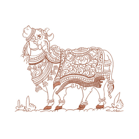 Ornate Kamadhenu Traditional Embroidery Design