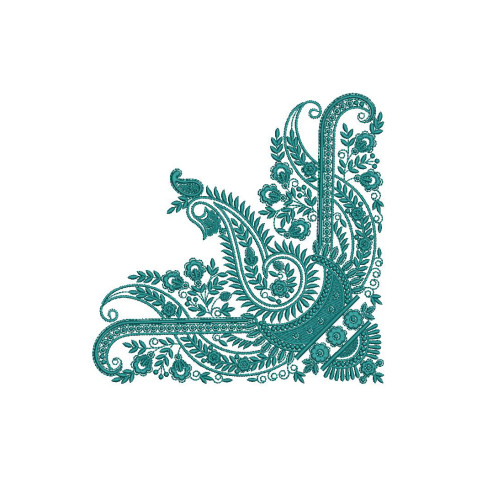 Paisley Majesty - Elegant Corner Embroidery Design