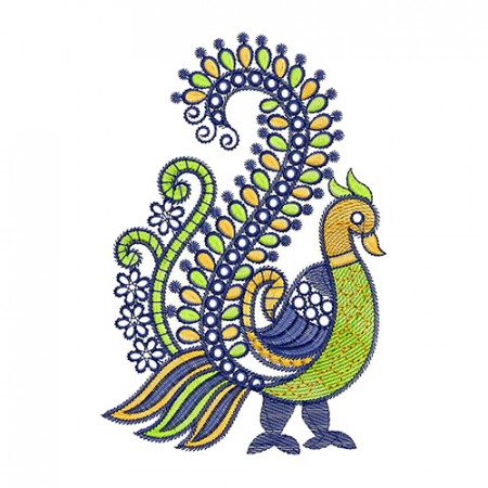 Peacock Embroidery Patch For Saree