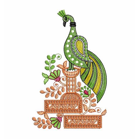 Peacock Blouse Embroidery Design