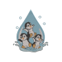 6.5" X 5.4" - Penguin Trio Water Drop for Backpack Pocket Embroidery Design