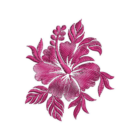 Petite Blooming Beauty - Pink Hibiscus Embroidery Design