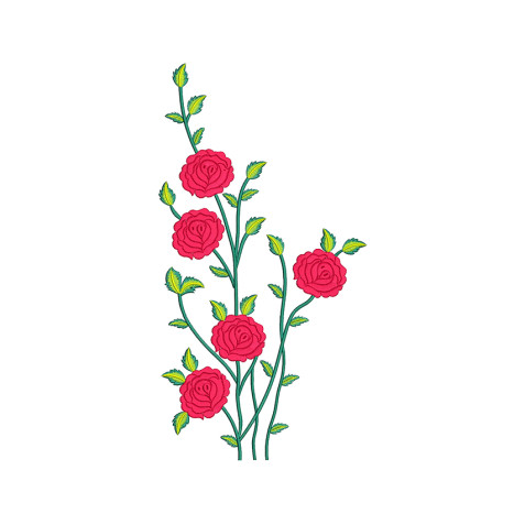 Pink Rose Embroidery For Kurtis