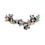 Playful Panda Tree Border Embroidery Design