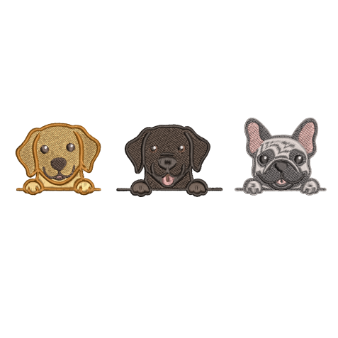 0.7" X 3" - Puppy Dog Trio Embroidery Design