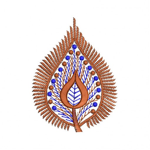 Realistic Shaded Leaf Embroidery Design