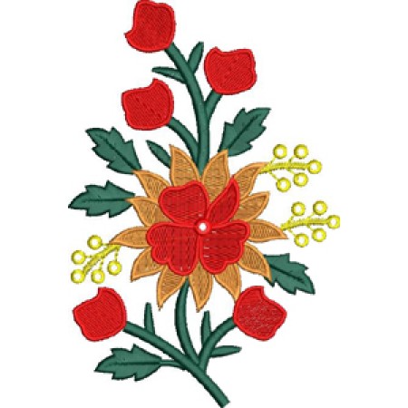 Red Rose Flower Patch Embroidery