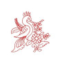 Redwork Bird and Floral Outline Embroidery Design