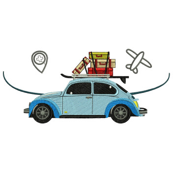Retro Car Embroidery Design