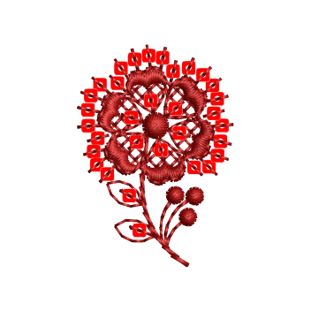 Rich Red Floral Embroidery Design