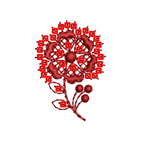 Rich Red Floral Embroidery Design