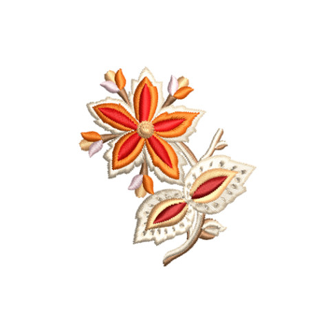 Rococo Revival Floral Sprig Machine Embroidery Design