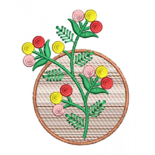 Round Flower Frame Embroidery