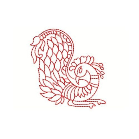 Royal Peacock Outline Embroidery Design