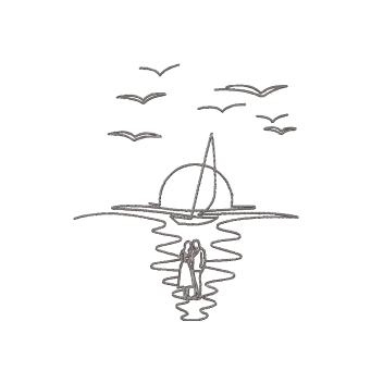 5.8" X 5.1" - Sailboat Sunset Couple for Album Covers Embroidery Design