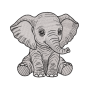 Sitting Baby Elephant Embroidery Design