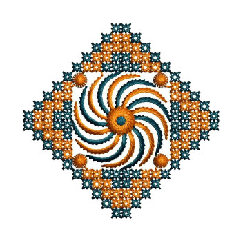 Square Style Cross Stitch Applique Embroidery Design 25055