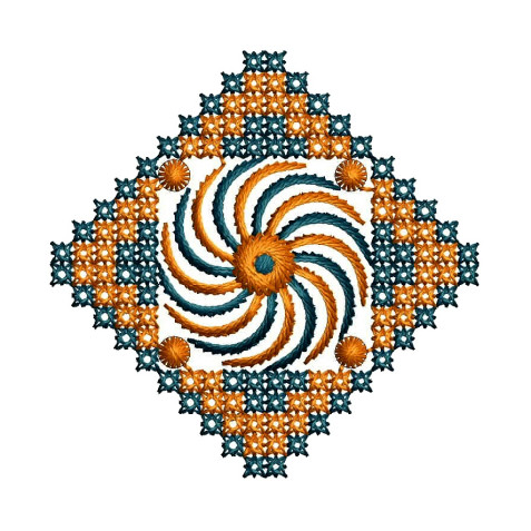 Square Style Cross Stitch Applique Embroidery Design 25055